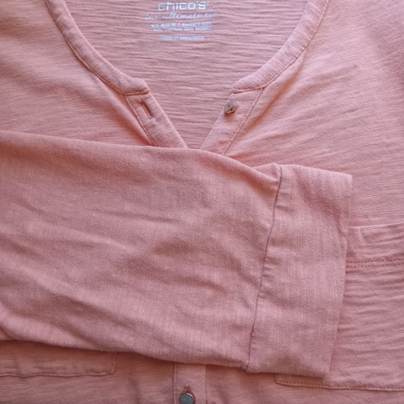 Chico's The Ultimate Tee Medium EUC Three Quarter Sleeves Light Pumpkin Color - Picture 4 of 5